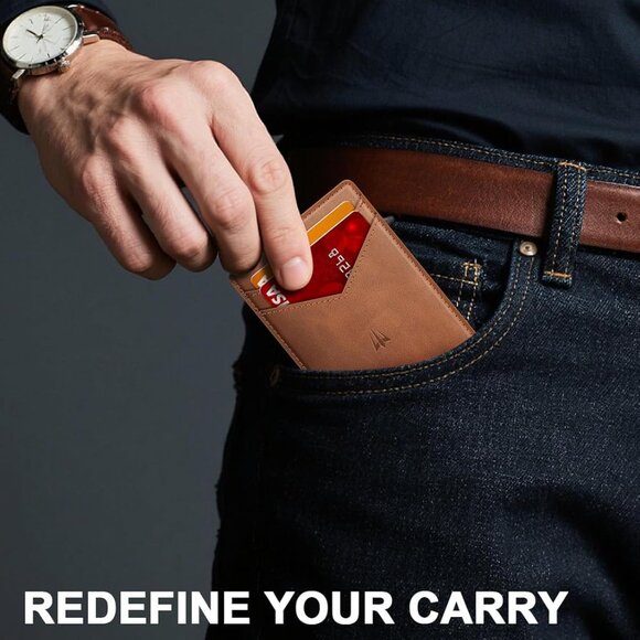 Elegant Minimalist Wallet with RFID Security & Money Clip, Brown Gift Ready - Picture 6 of 6